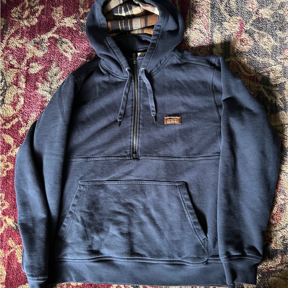 L.L. Bean Men's Katahdin Iron Works Hooded Sweatshirt, Flannel-Lined Hoodie (M)